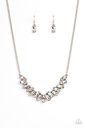 Galaxy Game-Changer - White Crystals Curved Bar Necklace
