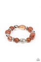 Brown Bracelet with Beads in Silver - Stretch - Tonal Takeover