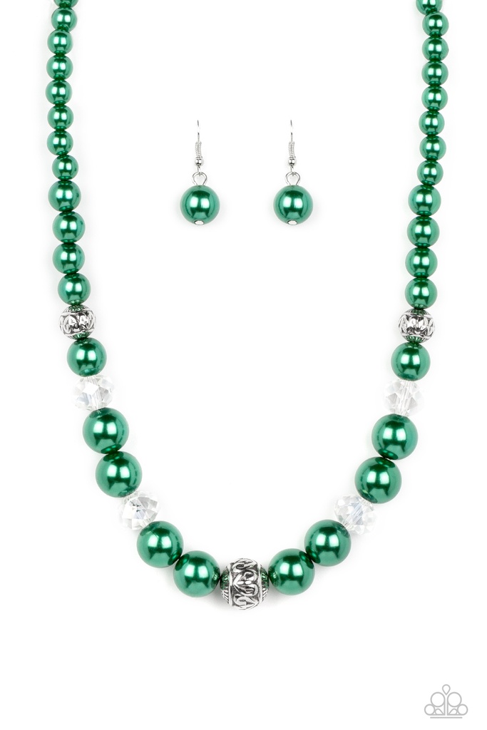 Green Pearl Necklace With Silver Beads - The NOBLE Prize