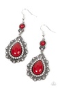 Red Earrings Silver Dangle with Crystals - Palace Bribe