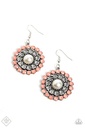 Pearl Earrings wiith Peach Beads in Silver Dangle - Effortlessly Eden