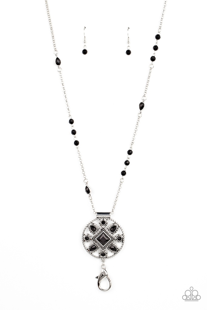 Black Beads Tribal Medallion Lanyard Necklace - Sierra Showroom