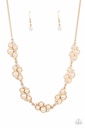 Pearl Necklace with Crystals in Gold Chain - GRACE to the Top