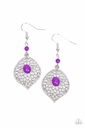 Silver Filigree Earrings Purple Beads - Perky Perennial