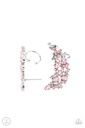 Opal Pink Ear Climber Earrings with White Crystals - Prismatically Panoramic