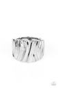 Wide Embossed Silver Ring for Men - Stretch Ring in Adjustable Ring Band - Mirage