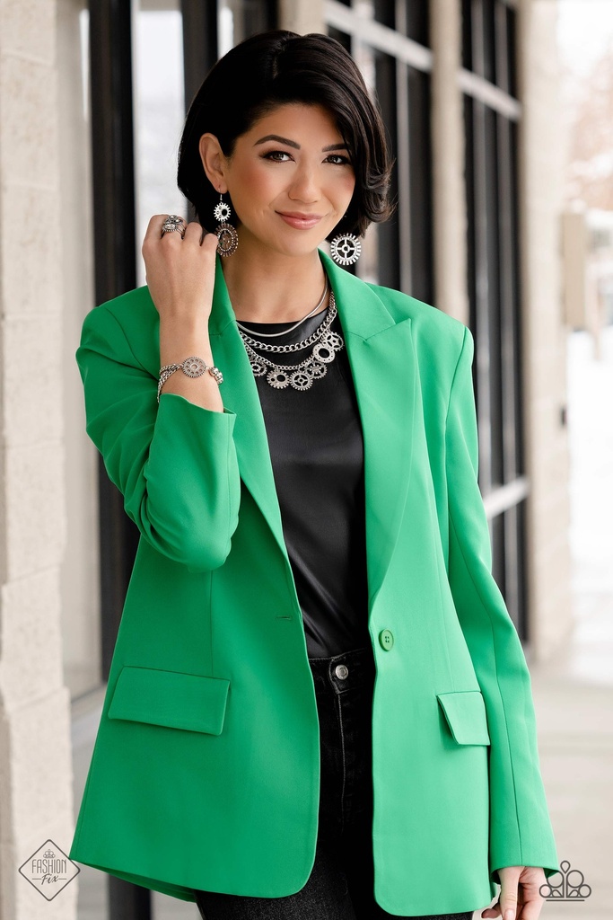 Industrial Jewelry Set in Silver with Crystals - Fashion Fix - Steampunk