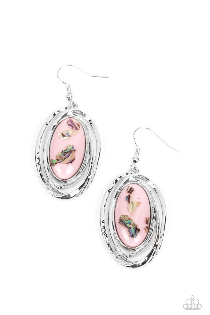 Pink Iridescent Earrings Silver Dangle - Ocean Floor Oracle