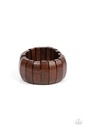 Brown Wood Statement Bracelelt Stretch - Boardwalk Bonanza

