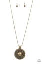 Brass Medallion Necklace with Snake Chain - Solar Swirl

