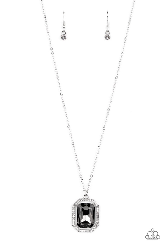 Smoky Gem Elegant Necklace with Crystals and Silver Chain - Galloping Gala