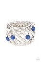 Stretch Ring with Crystal and Blue Pearls - Bubbles for Brunch