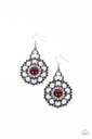 Red Moonstone Earrings in Flower Silver Frame - Floral Renaissance