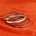 Mixed Metal Bangle Bracelets Set in Copper and Gold - Trophy Texture