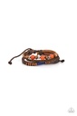 Brown Leather Bracelet with Cording and Stone Urban Style - Public In-QUARRY