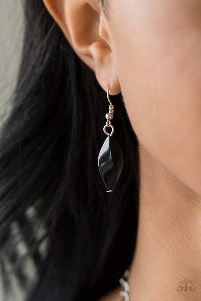 Statement Black Beaded Fringe Necklace in Silver - Venturous Vibes