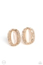 White Moonstone Clip On Earrings with Crystals and Gold - Shimmery Statement