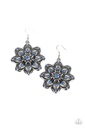 Floral Dangle Earrings with Blue Crystals - Prismatic Perennial