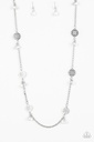 White Beaded Necklace in Silver Chain - Color Boost