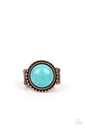 Copper Turquoise Statement Ring in Stretch Ring Band - Mesa Mecca