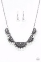 Tribal Necklace Half Moon in Silver with White Beads - Boho Baby