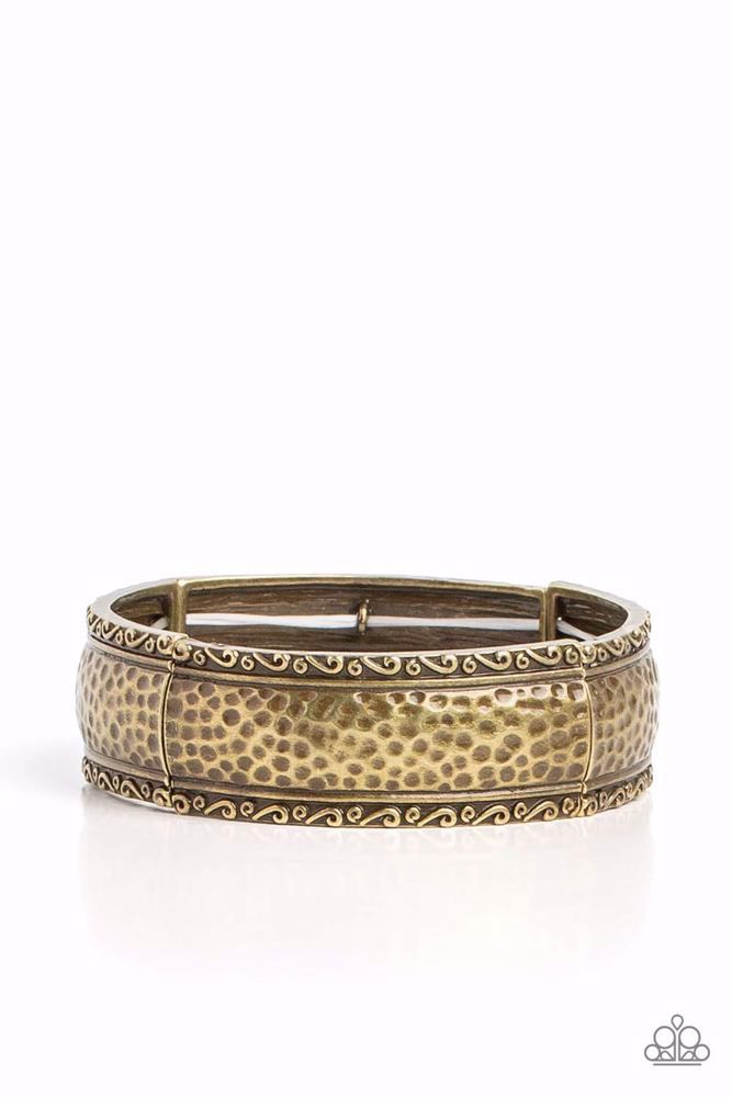Antiqued Brass Stretch Bangle Bracelet - Textile Tenor