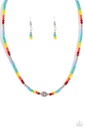 Smiley Face Beaded Necklace in Rainbow Colors - Beaming Bling