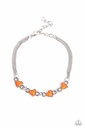 Heart Pendants Bracelet in Orange and Silver Clasp - Smitten Sweethearts