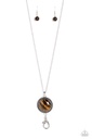 Tiger’s Eye Lanyard Necklace in Silver Chain - Sonoran Summer