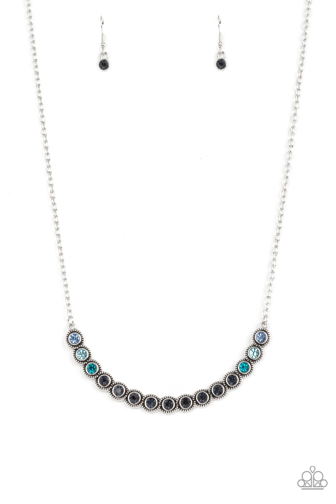 Ombre Necklace with Blue Crystals and Silver Chain - Throwing SHADES
