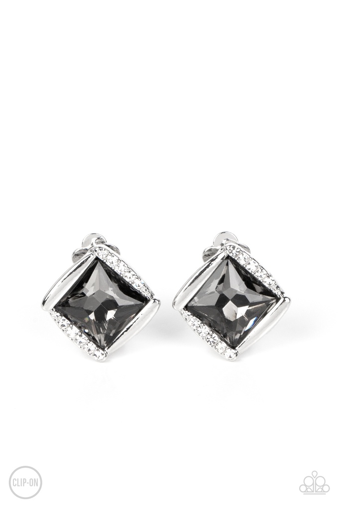 Clip On Earrings Studs with Smoky Crystals Non-Pierced Earrings - Sparkle Squared
