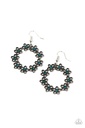 Flower Loop Earrings with Blue Crystals - Floral Halos