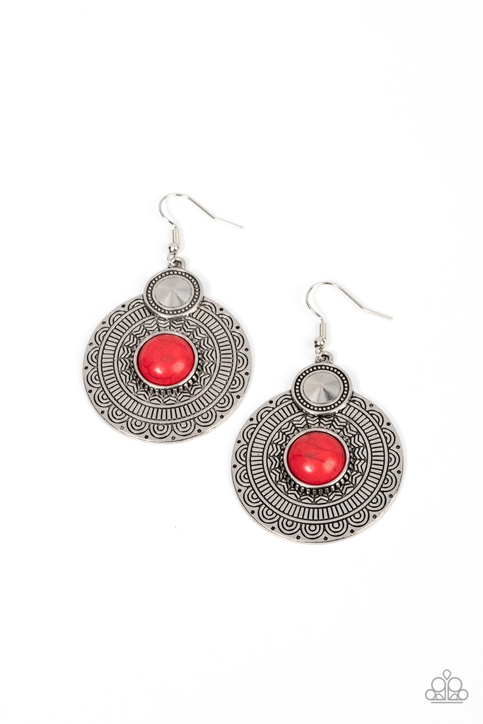 Tribal Earrings with Red Stone - Terra Throwdown