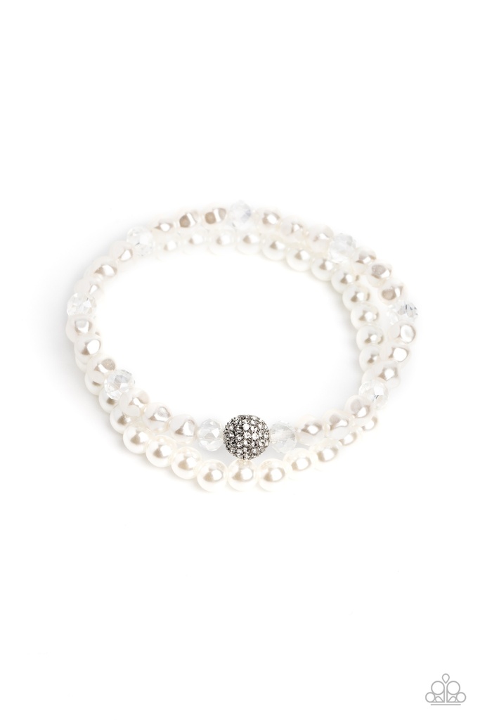 Baroque Pearls Bracelet White with Crystals - Countess Cutie