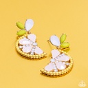 Lemon Earrings Post in Gold and Opalescent Beads - Slice of Summer