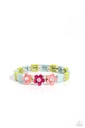 Flower Bracelet Stretchy with Green and Blue Accents - Sincerely Springtime