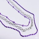 Purple Necklace Layered with Silver Chain - Mardi Gras Mayhem