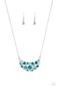 Elegant Necklace with Blue and Iridescent Crystals in Silver - Effervescently Divine
