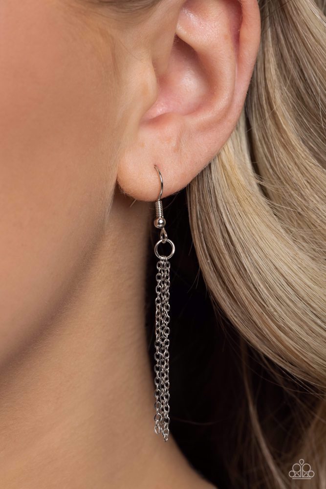 Flower Necklace Red Dainty Chain in Silver - Floral Catwalk