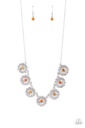 Orange Necklace Flower Design with Orange Crystals - Garden Greetings