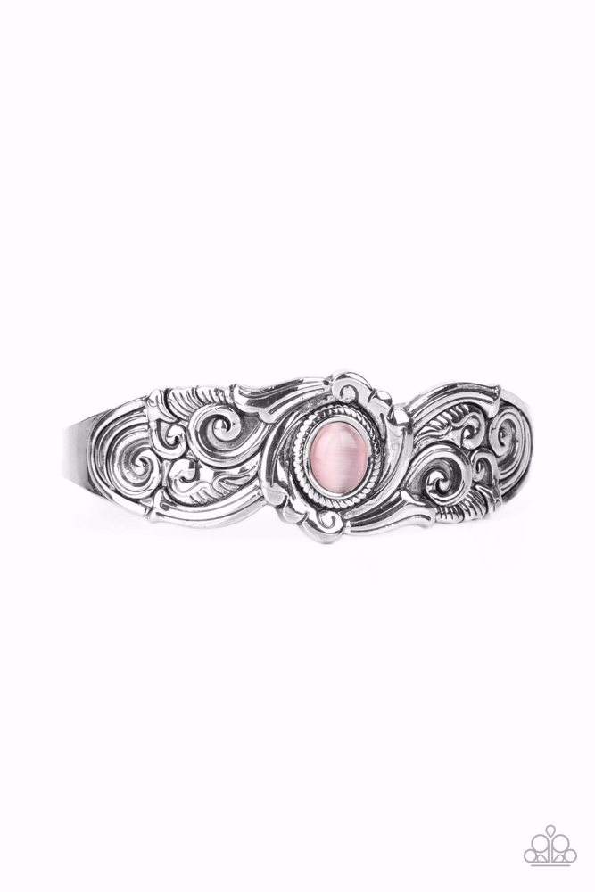 Pink Moonstone Cuff Bracelet - Glowing Enchantment