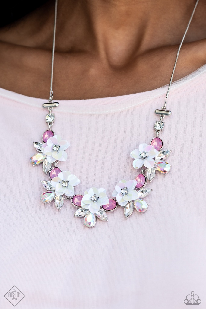 Iridescent Jewelry Set with 3D Flowers with Crystals - Fashion Fix - Ethereal