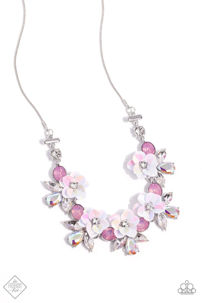 Iridescent Jewelry Set with 3D Flowers with Crystals - Fashion Fix - Ethereal