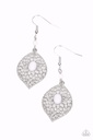 Silver Filigree Earrings White Beads - Perky Perennial