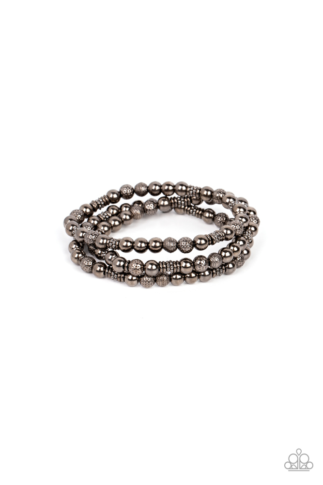 Layered Stretch Bracelet Set Gunmetal Beads - Boundless Boundaries