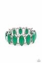 Stretch Bracelet with Green Beads in Silver Frame - Cry Me a RIVERA