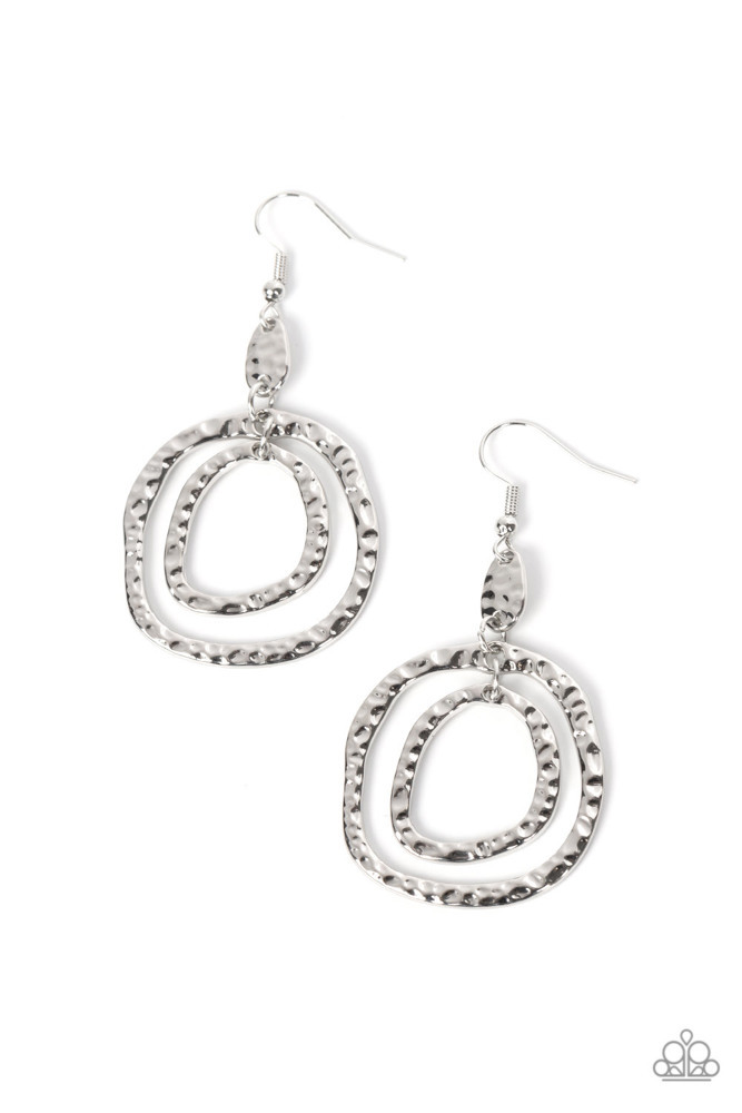 Hammered Metal Earrings Silver Dangle - Scalding HAUTE