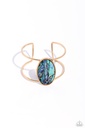 Oversized Gold Bracelet Cuff with Iridescent Faux Abalone Shell Finish - Enigmatic Energy
