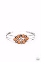Floral Cuff Bracelet with Orange Beads - Taj Mahal Meadow