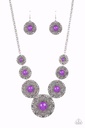 Flower Necklace Purple Beads in Silver - Garden Glade